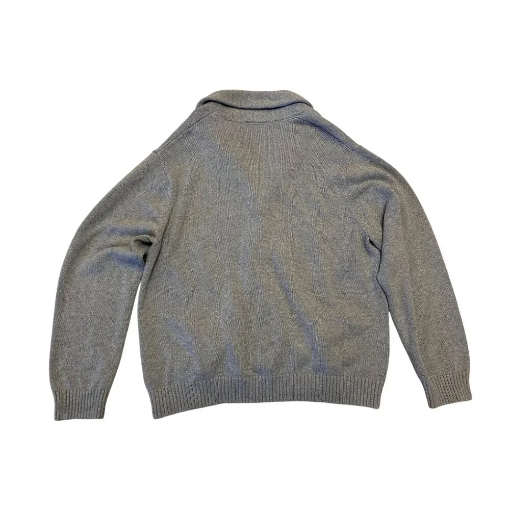 Goodthreads Men's XXXL 100% Cotton Shawl Collar Cardigan Sweater Gray Knit‎